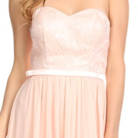 Misses Strapless Blush Lace Chiffon Corset Back Bridesmaid - Picture 2 of 3